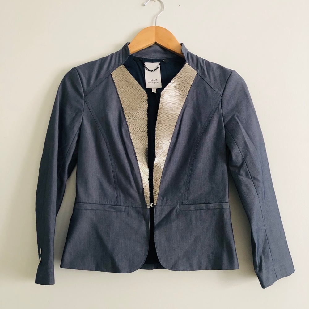 Robert Rodriguez blue and silver blazer size 2